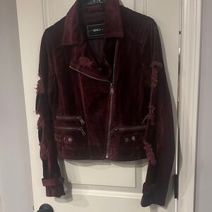 BNCI Women's Burgundy Jacket with Distressed Details